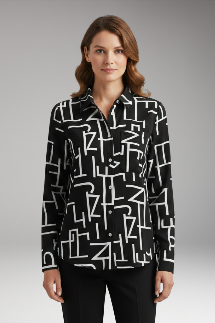 Women’s Blouse with Long Sleeves and Button-Down Front