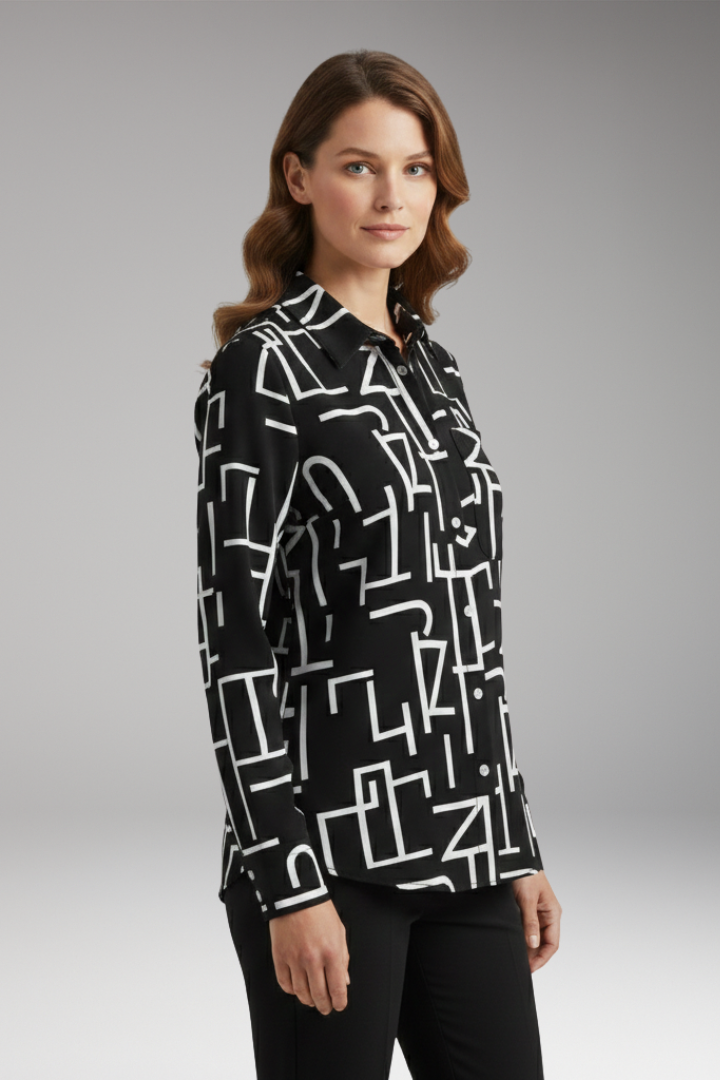 Women’s Blouse with Long Sleeves and Button-Down Front