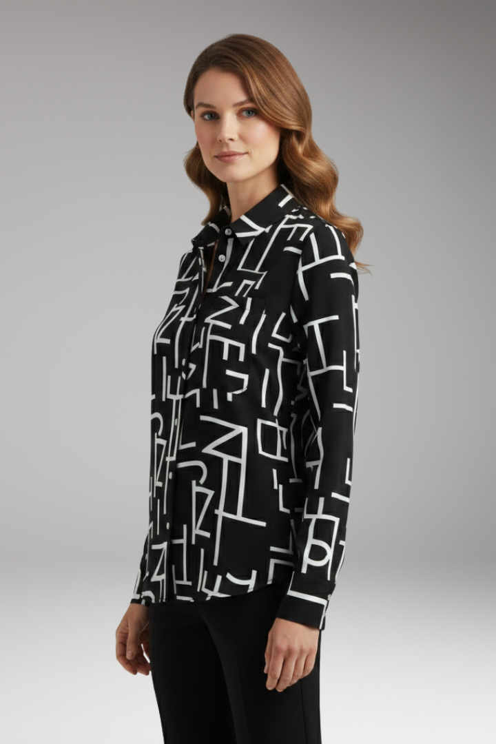 Women’s Blouse with Long Sleeves and Button-Down Front