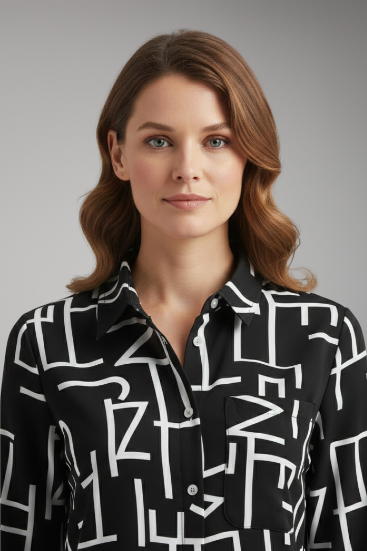 Women’s Blouse with Long Sleeves and Button-Down Front