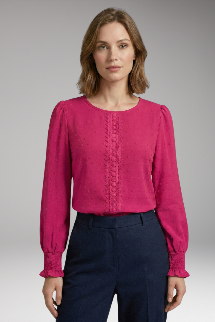 Women's Blouse with Long Sleeves and Elastic Cuffs