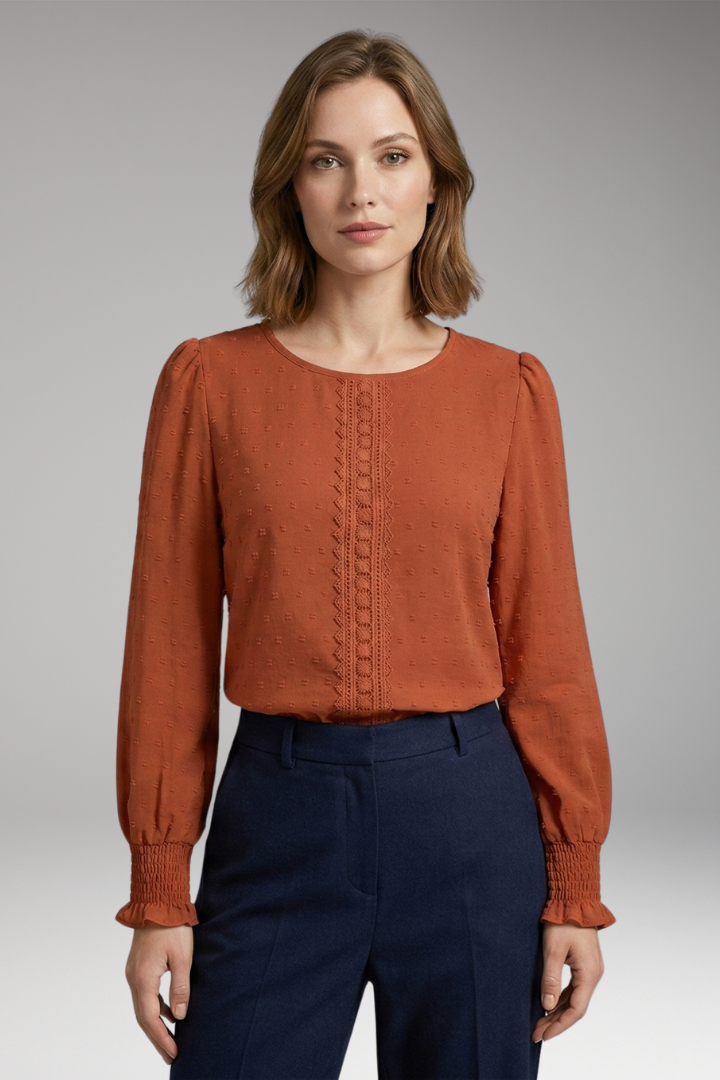 Women's Blouse with Long Sleeves and Elastic Cuffs