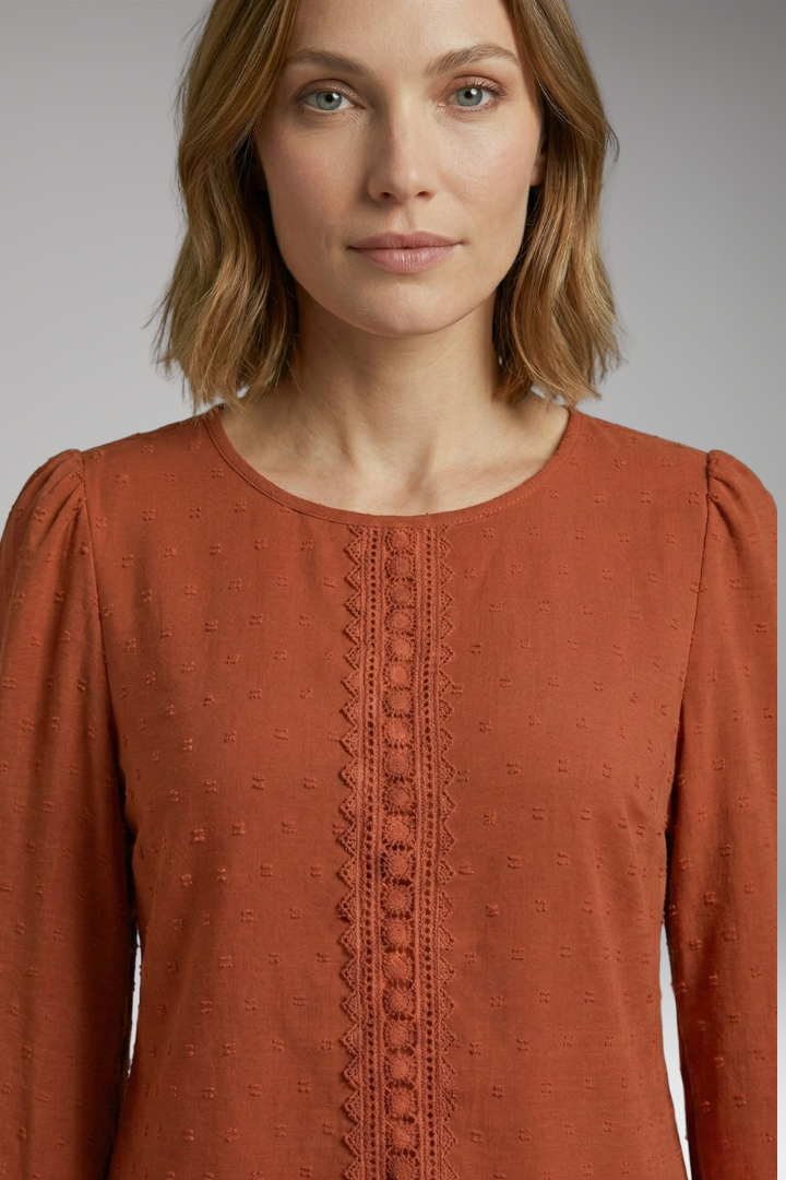 Women's Blouse with Long Sleeves and Elastic Cuffs