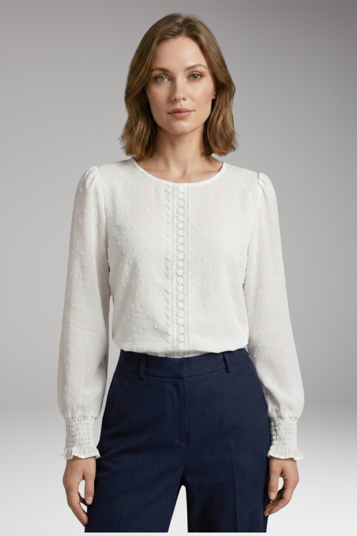 Women's Blouse with Long Sleeves and Elastic Cuffs