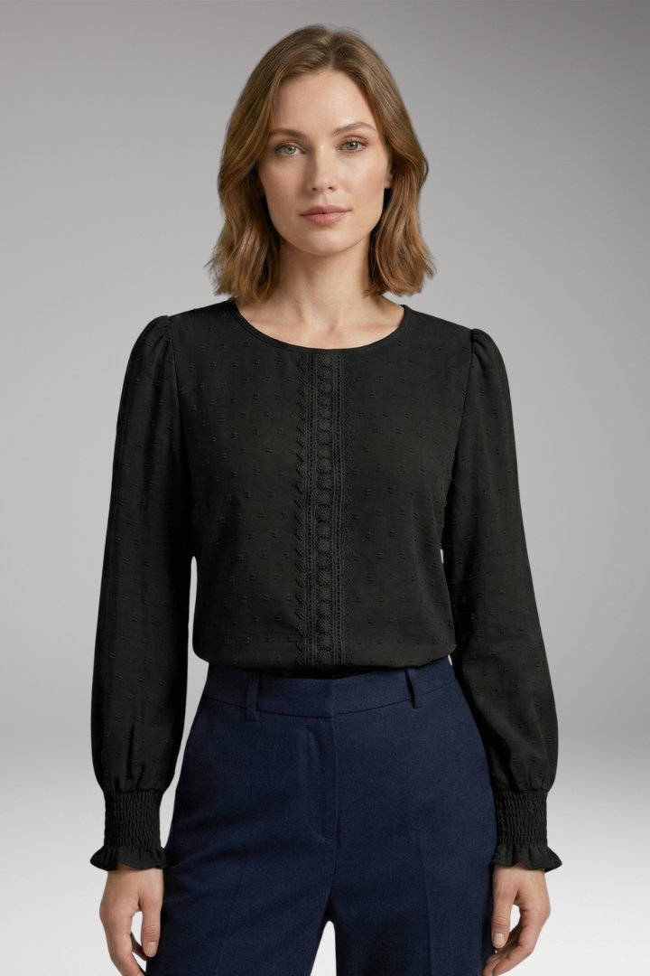 Women's Blouse with Long Sleeves and Elastic Cuffs