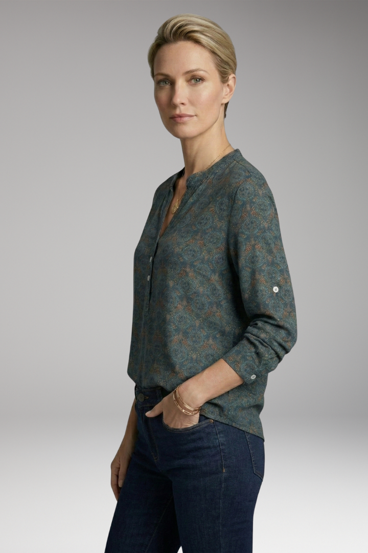 Women's Blouse with Long Sleeves and Vintage Print
