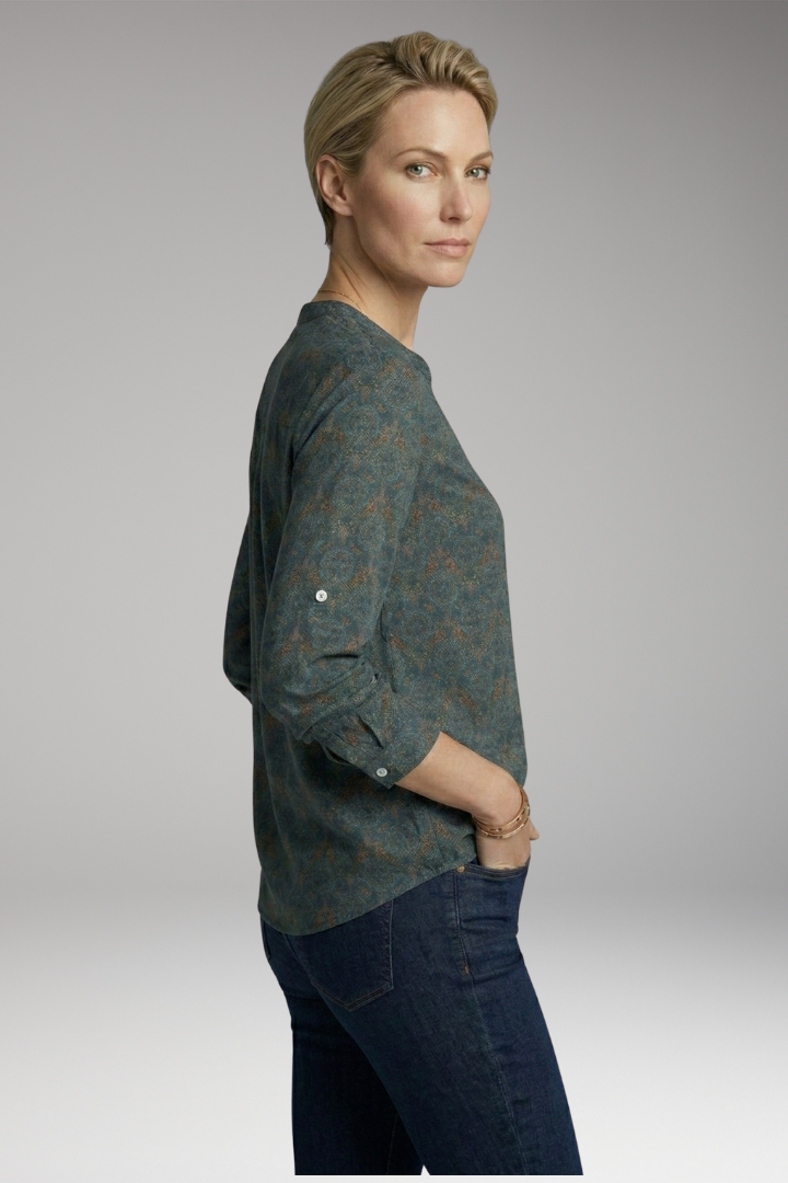 Women's Blouse with Long Sleeves and Vintage Print