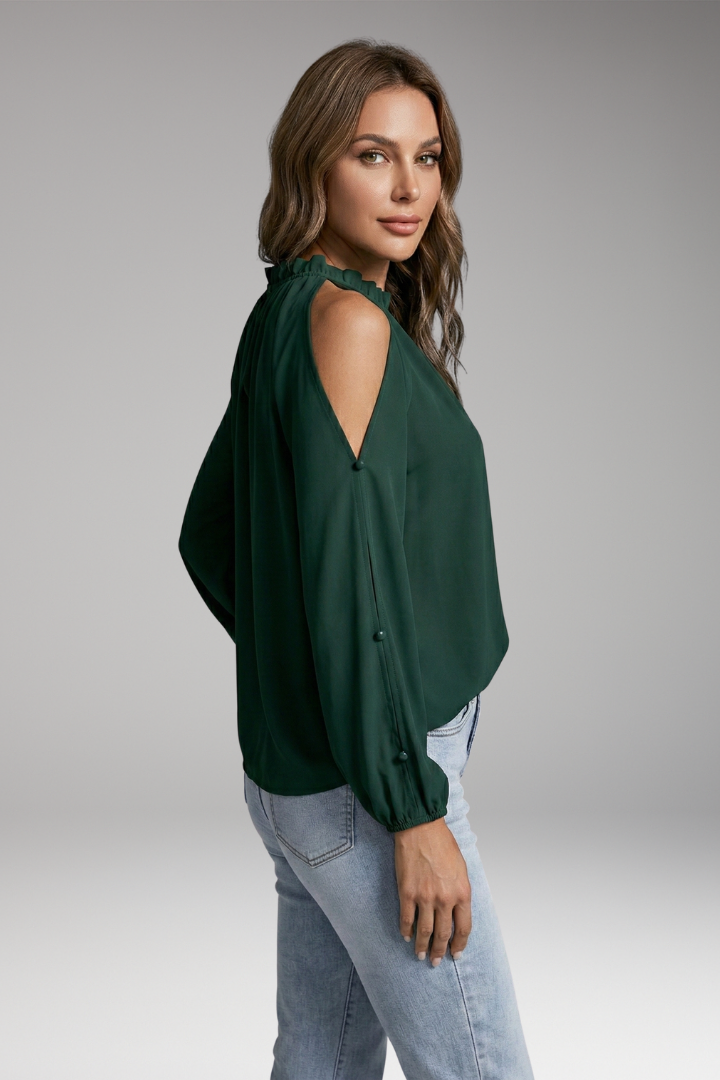 Women's Blouse with Off-the-Shoulder Design and Puff Sleeves
