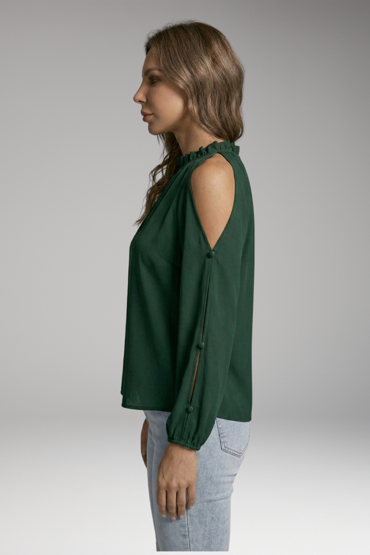 Women's Blouse with Off-the-Shoulder Design and Puff Sleeves