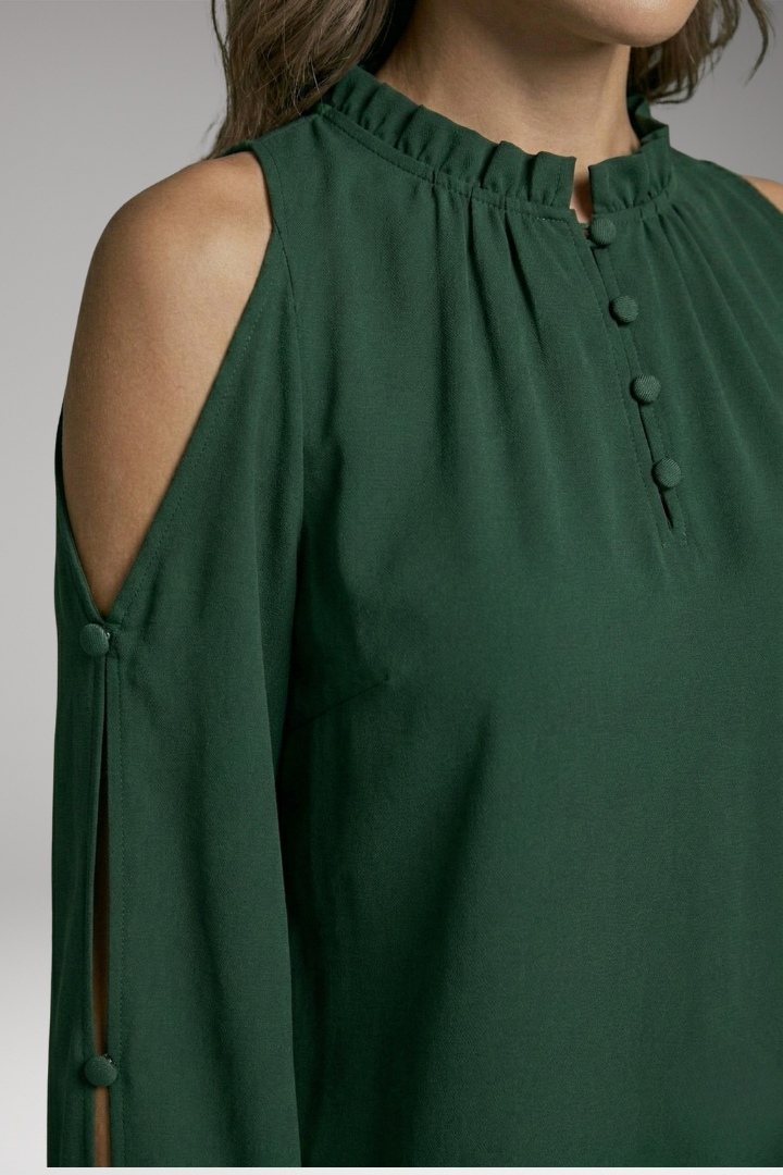 Women's Blouse with Off-the-Shoulder Design and Puff Sleeves