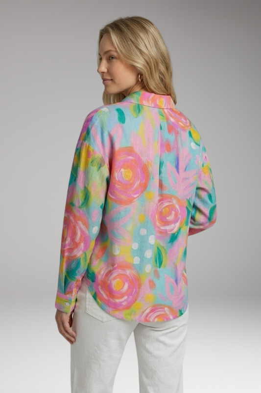 Women's Blouse with Patterned Surface and Stretch Fabric