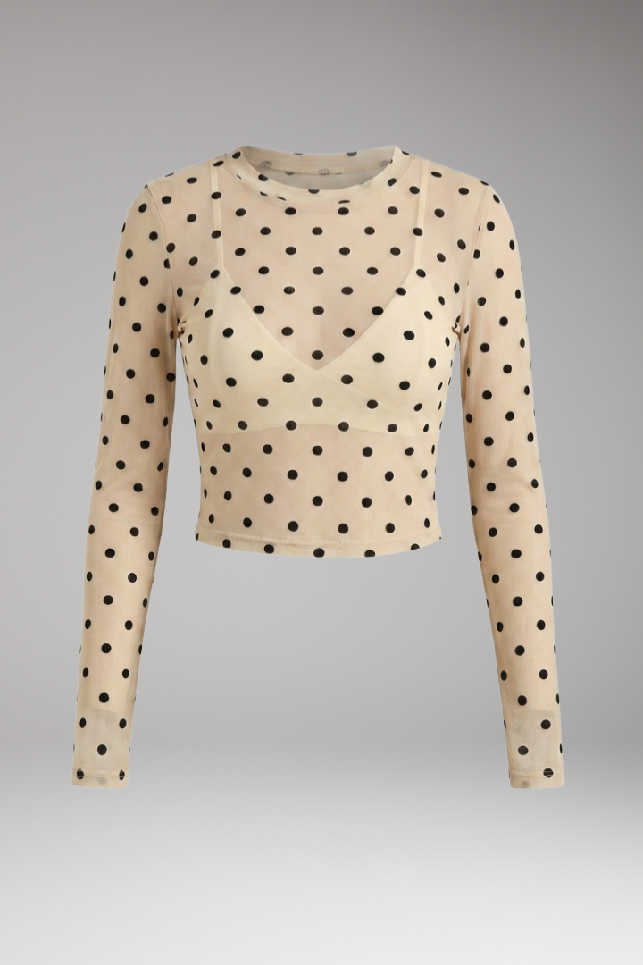 Women's Blouse with Polka Dots and Long Sleeves