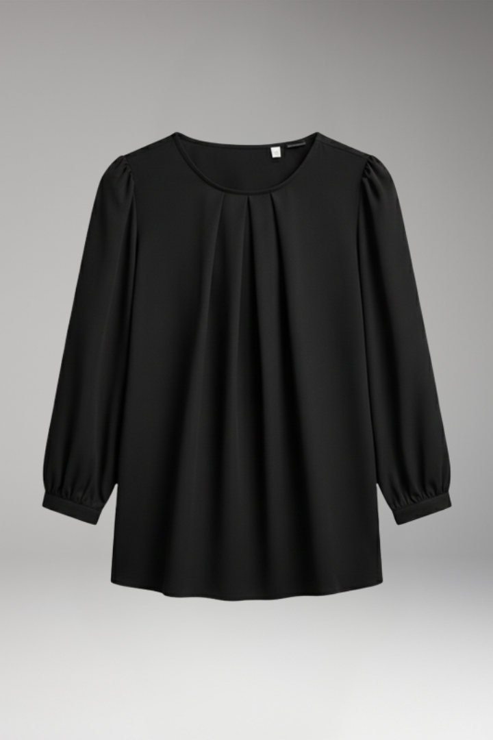 Women's Blouse with Round Neck Pleats