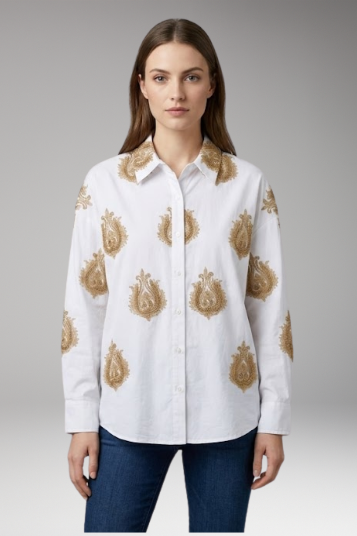 Women’s Blouse with Round Neck and Printed Surface
