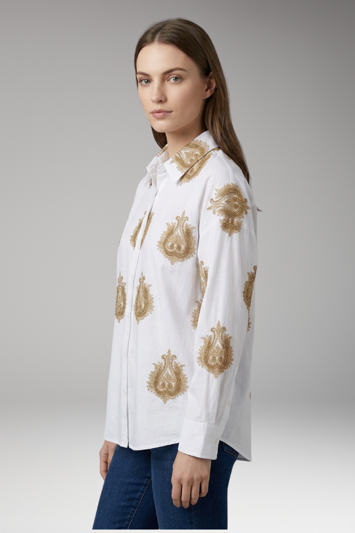 Women’s Blouse with Round Neck and Printed Surface