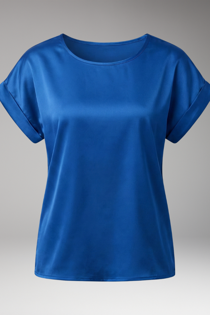 Women's Blouse with Round Neckline and Dropped Sleeves