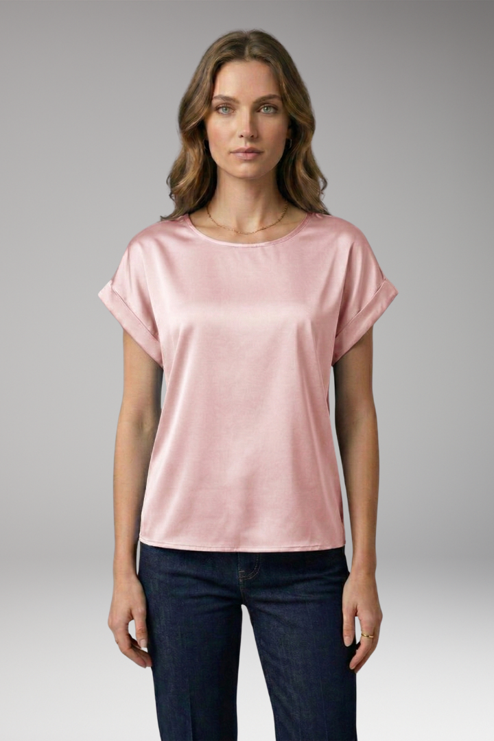 Women's Blouse with Round Neckline and Dropped Sleeves
