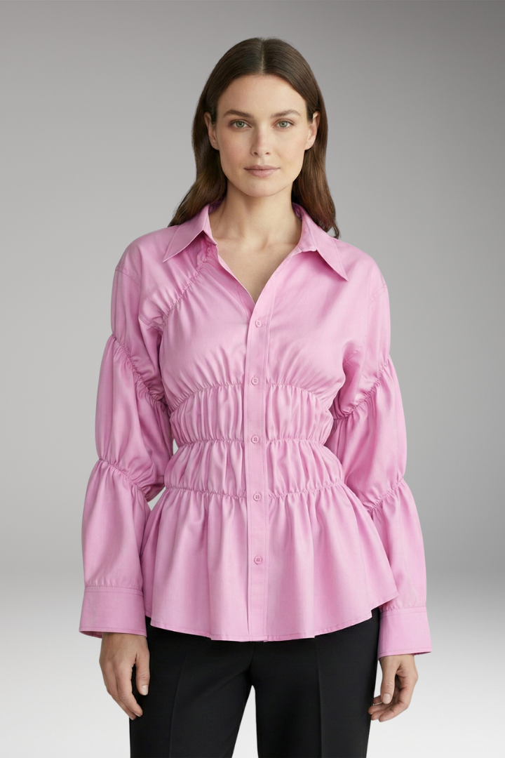 Women's Blouse with Ruching Detail and Relaxed Fit