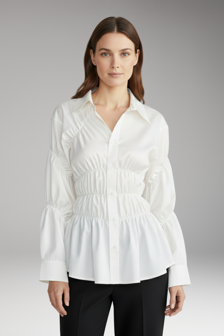 Women's Blouse with Ruching Detail and Relaxed Fit