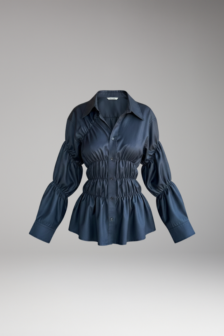 Women's Blouse with Ruching Detail and Relaxed Fit