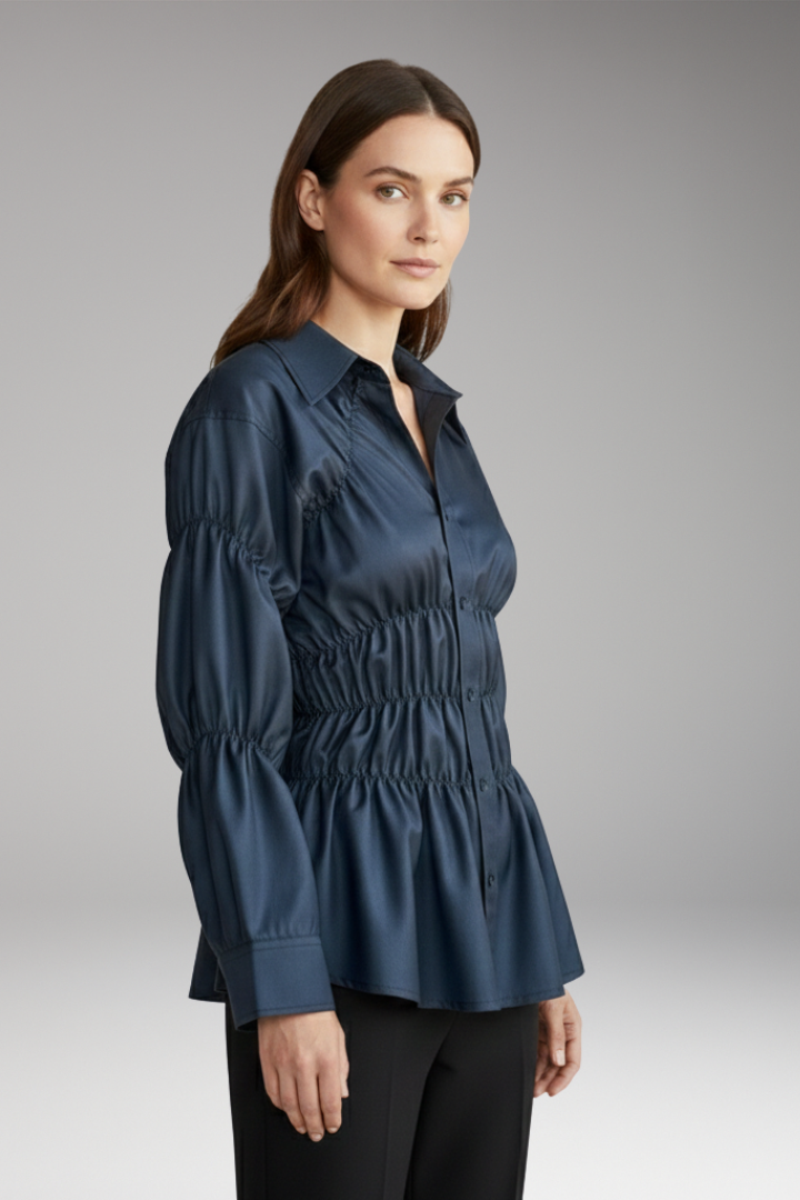 Women's Blouse with Ruching Detail and Relaxed Fit