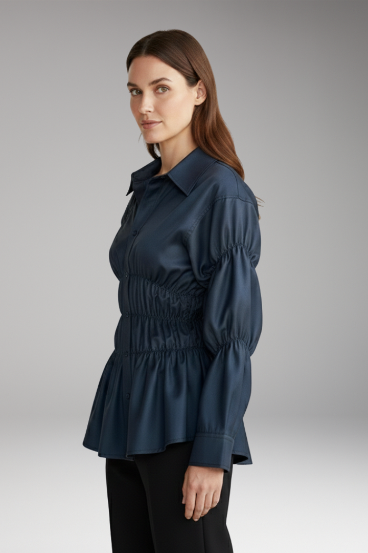 Women's Blouse with Ruching Detail and Relaxed Fit