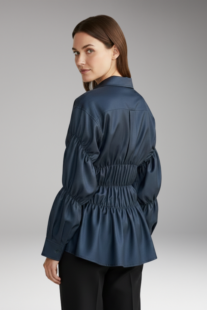 Women's Blouse with Ruching Detail and Relaxed Fit