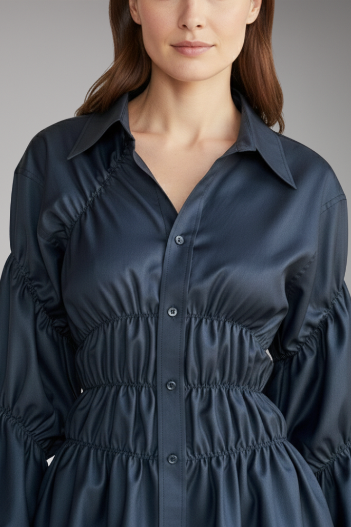 Women's Blouse with Ruching Detail and Relaxed Fit