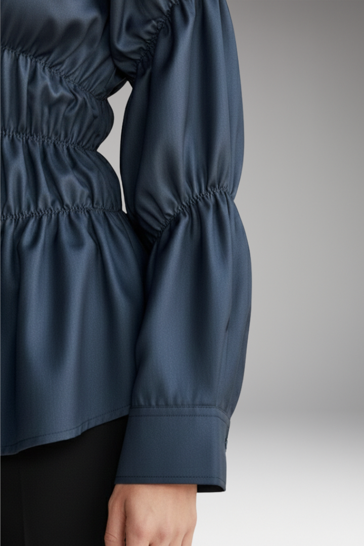 Women's Blouse with Ruching Detail and Relaxed Fit