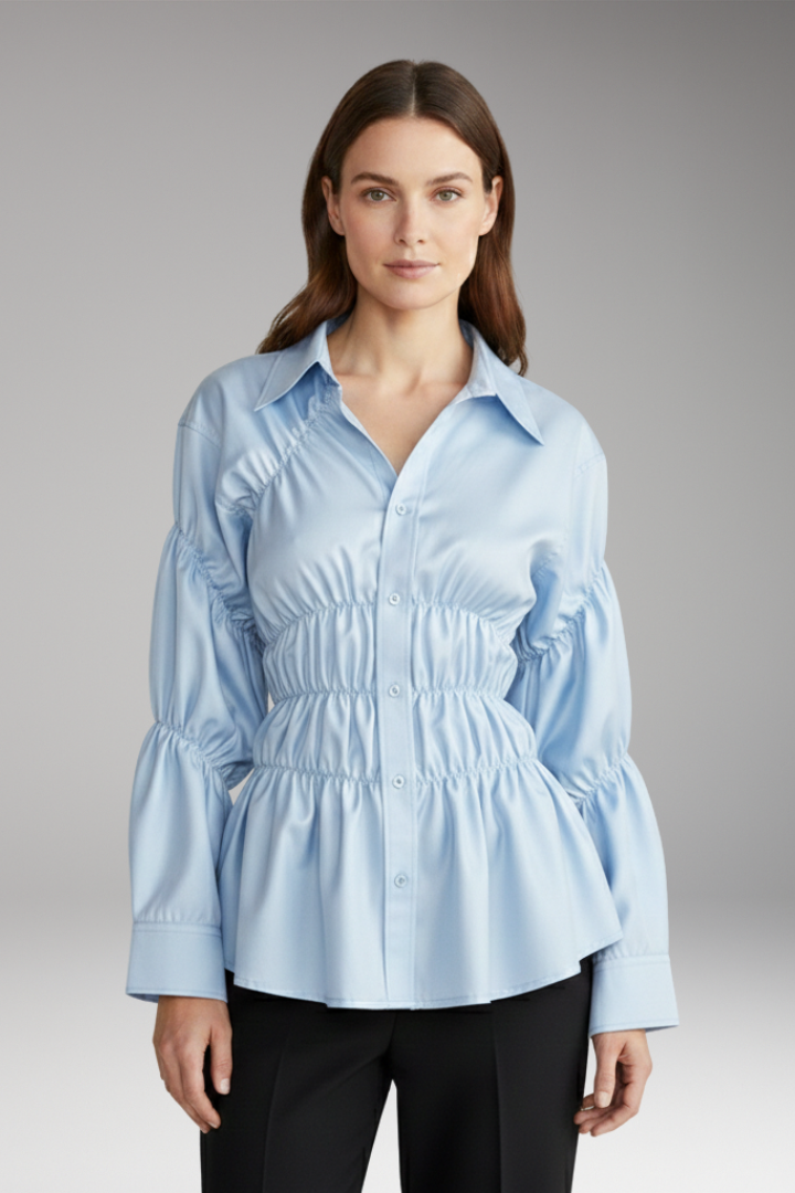 Women's Blouse with Ruching Detail and Relaxed Fit