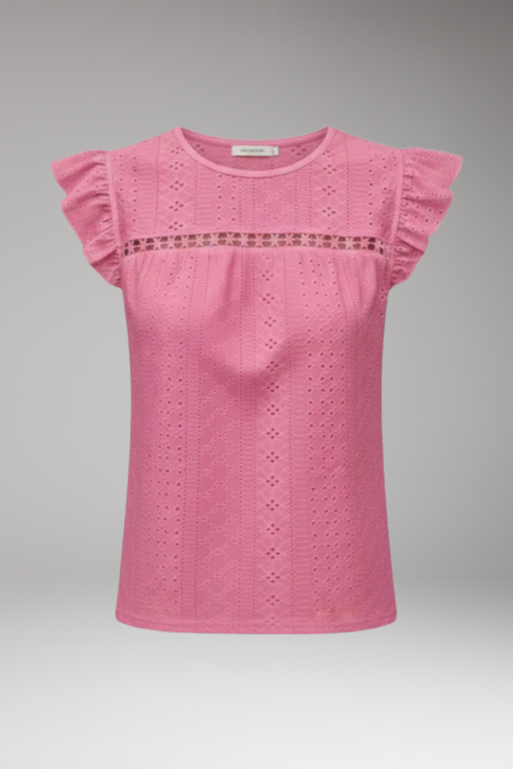 Women's Blouse with Short Sleeves and Ruffle Detail