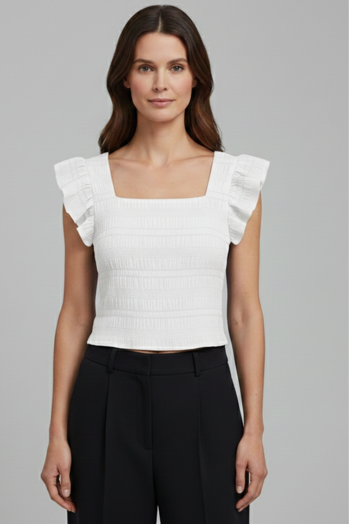 Women’s Blouse with Square Neck and Ruffled Sleeves