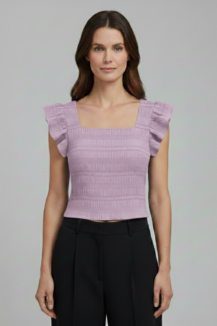 Women’s Blouse with Square Neck and Ruffled Sleeves