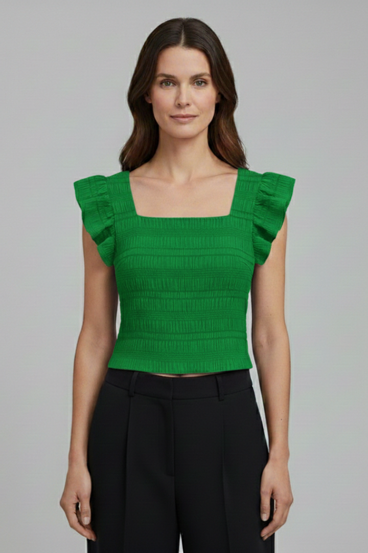 Women’s Blouse with Square Neck and Ruffled Sleeves