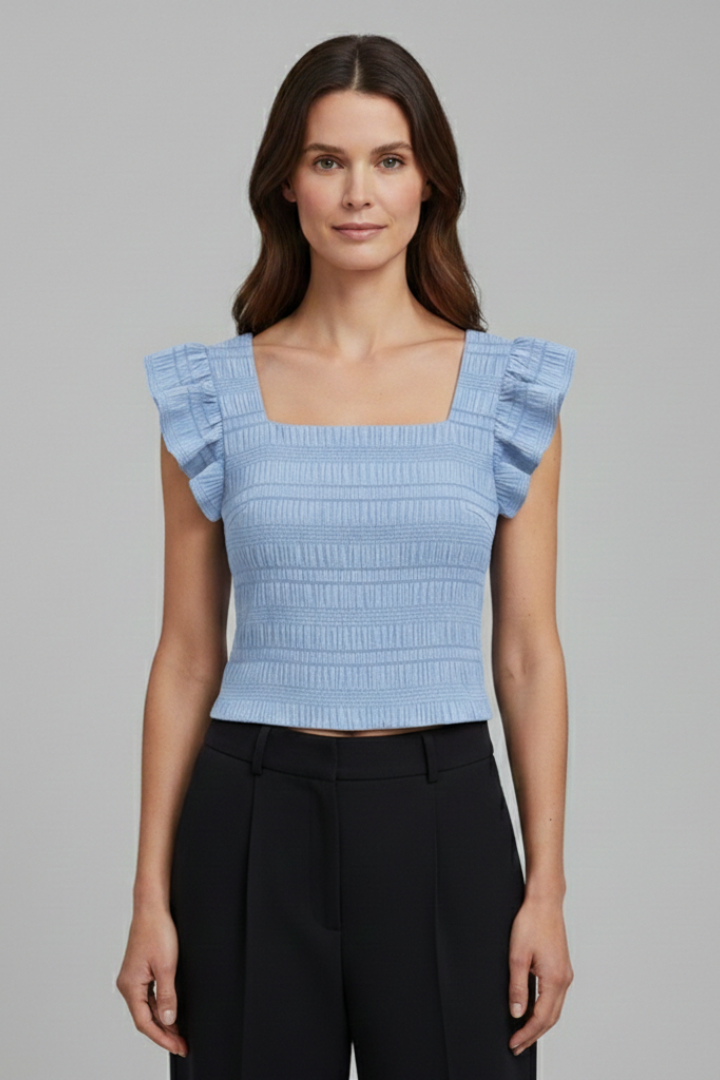 Women’s Blouse with Square Neck and Ruffled Sleeves