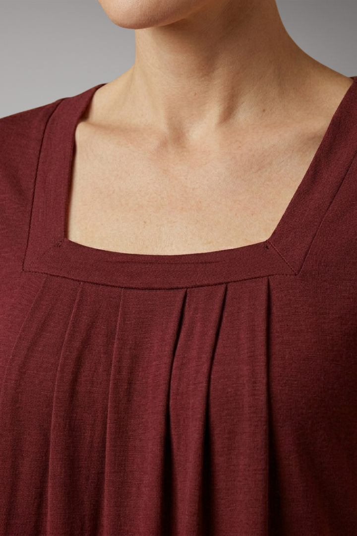 Women's Blouse with Square Neckline and Pleated Surface