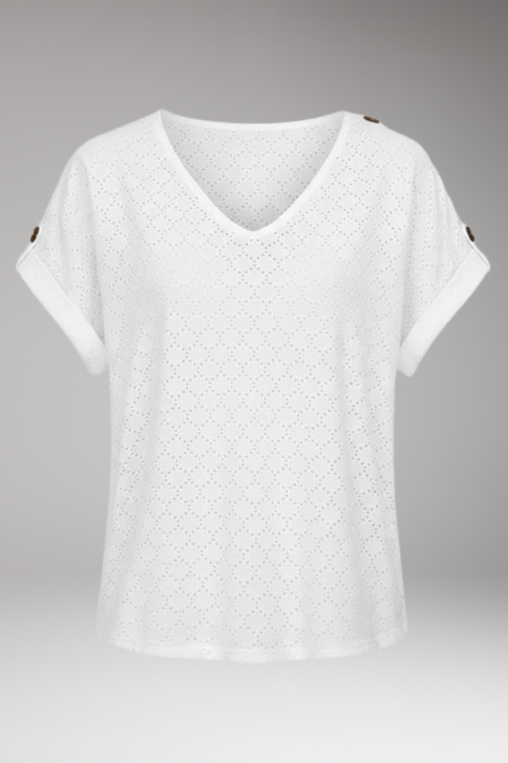 Women's Blouse with V-Neck and Button Details