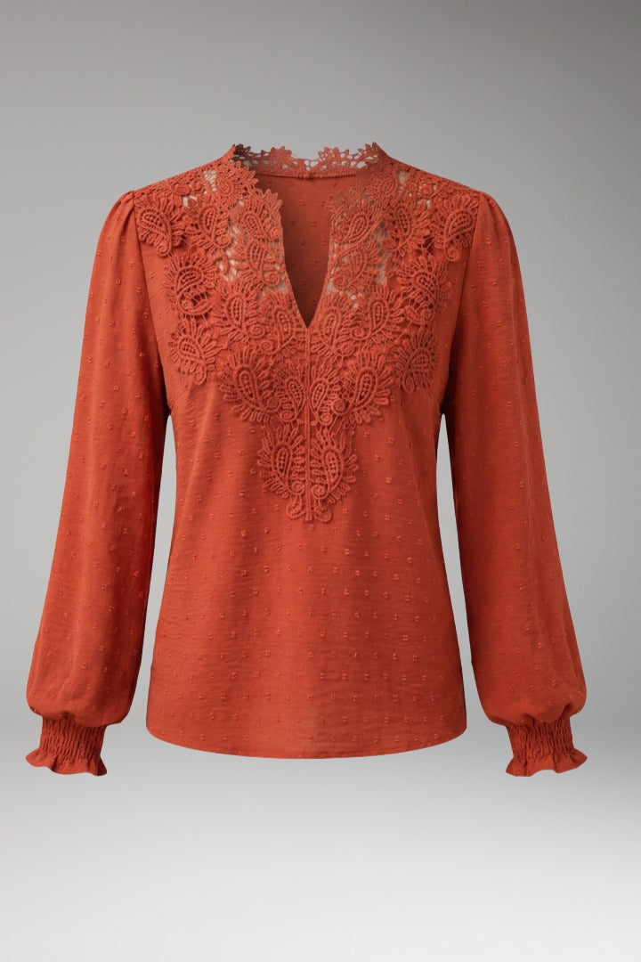 Women’s Blouse with V-Neck and Button Front
