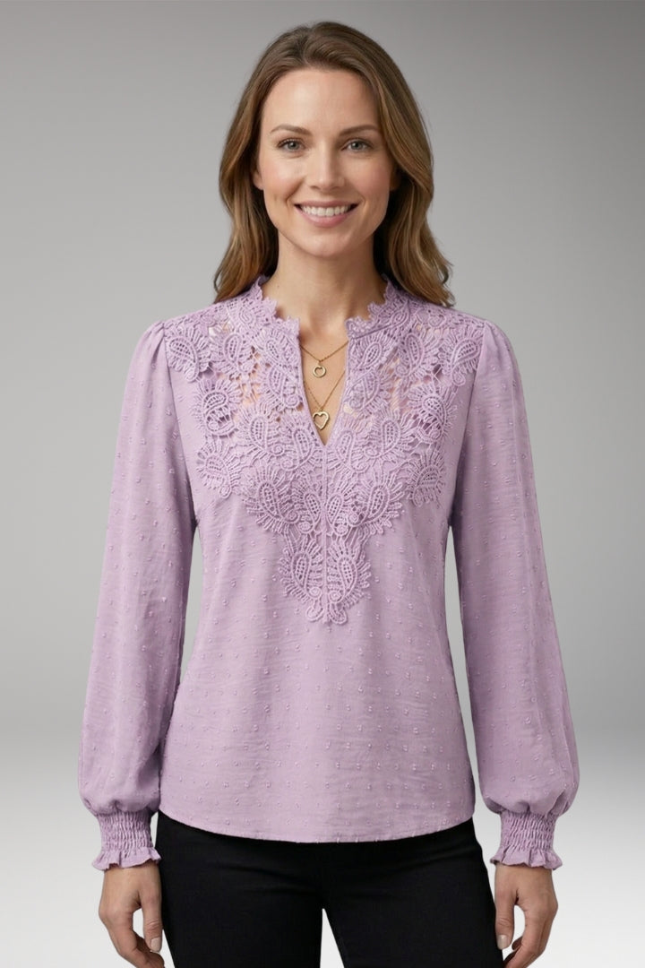 Women’s Blouse with V-Neck and Button Front