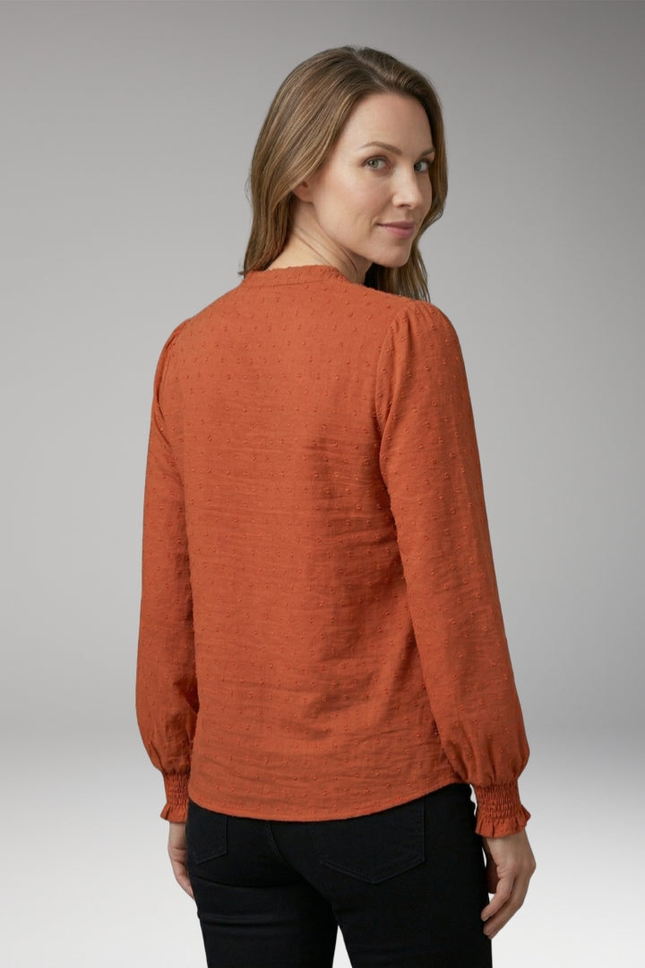 Women’s Blouse with V-Neck and Button Front