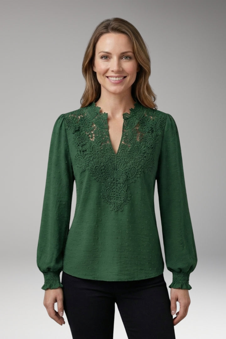 Women’s Blouse with V-Neck and Button Front