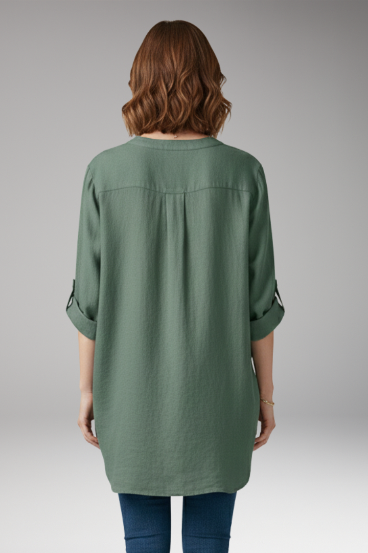 Women’s Blouse with V-Neck and Button Placket