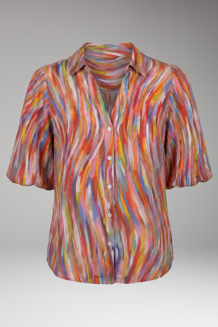 Women's Blouse with V-neck and Button-Down Front