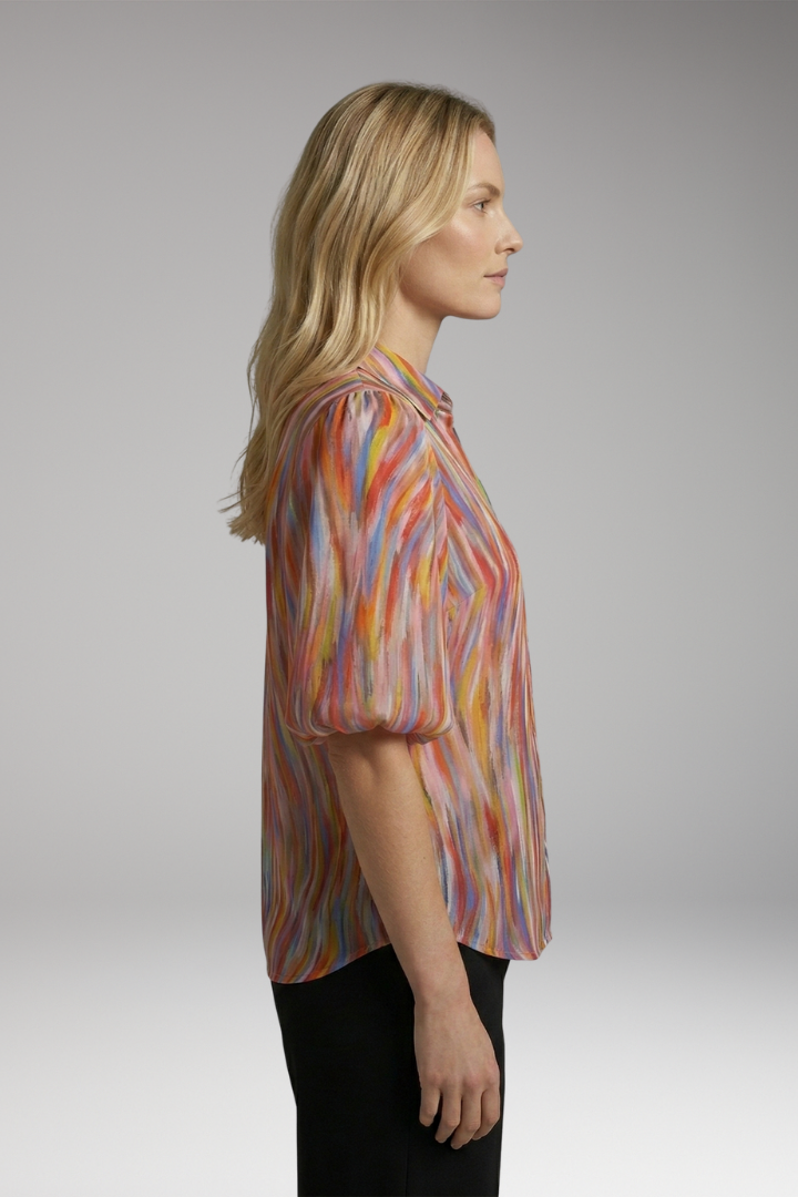 Women's Blouse with V-neck and Button-Down Front