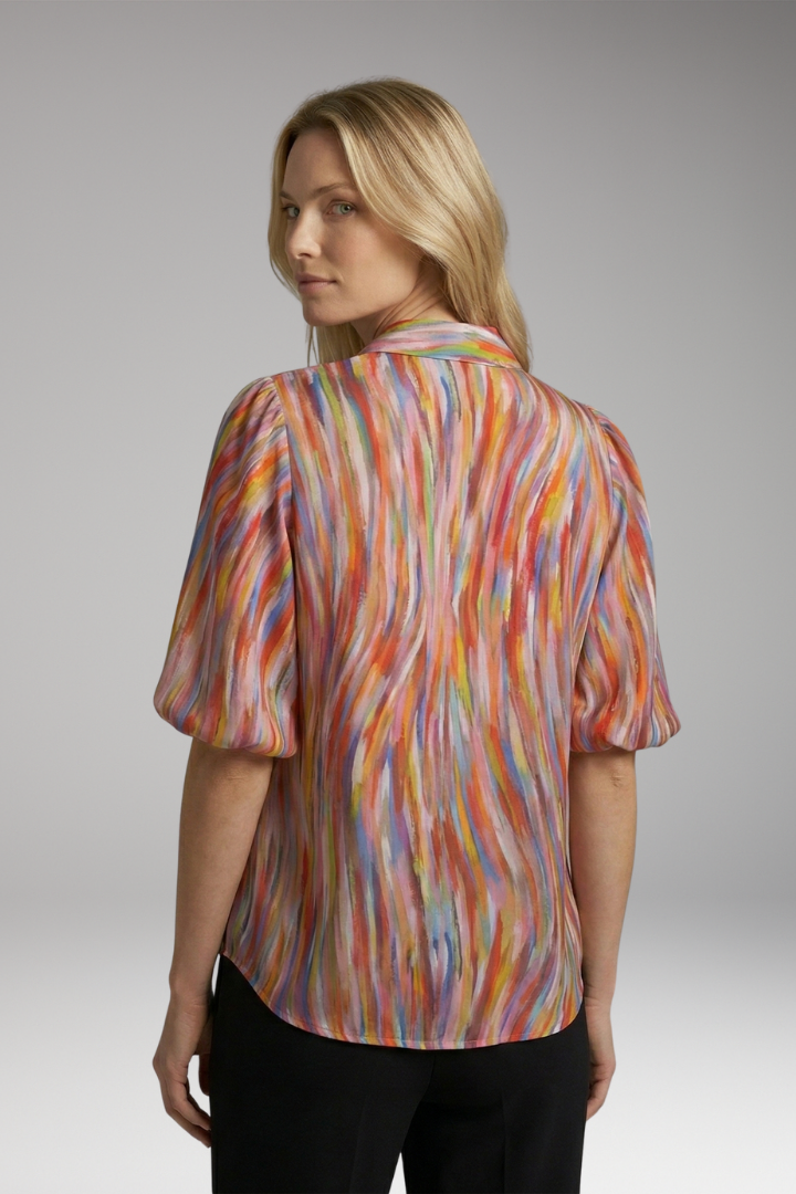 Women's Blouse with V-neck and Button-Down Front