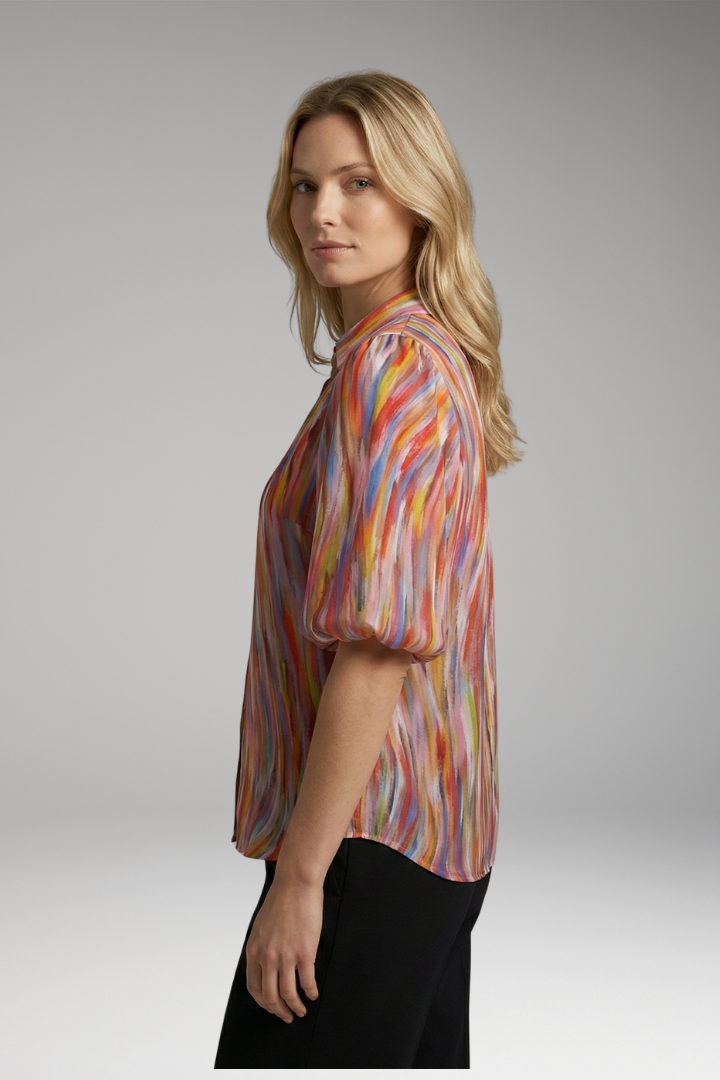 Women's Blouse with V-neck and Button-Down Front