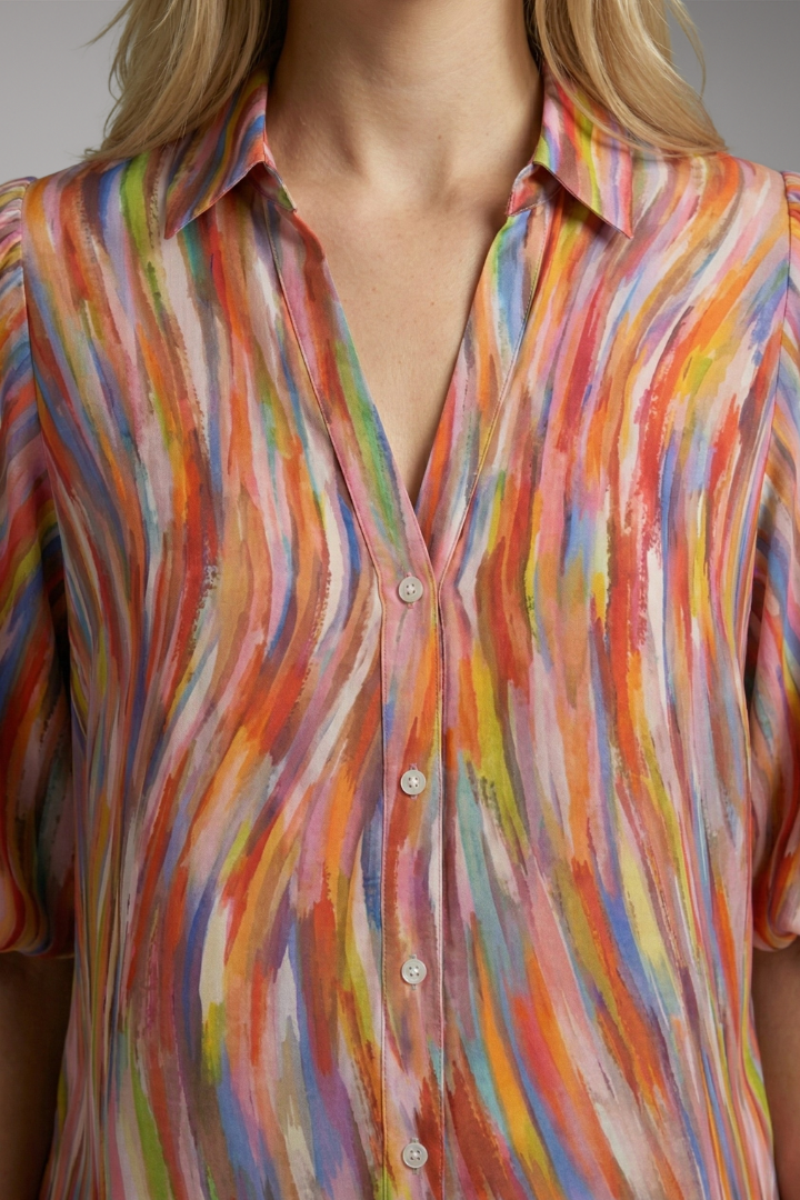 Women's Blouse with V-neck and Button-Down Front