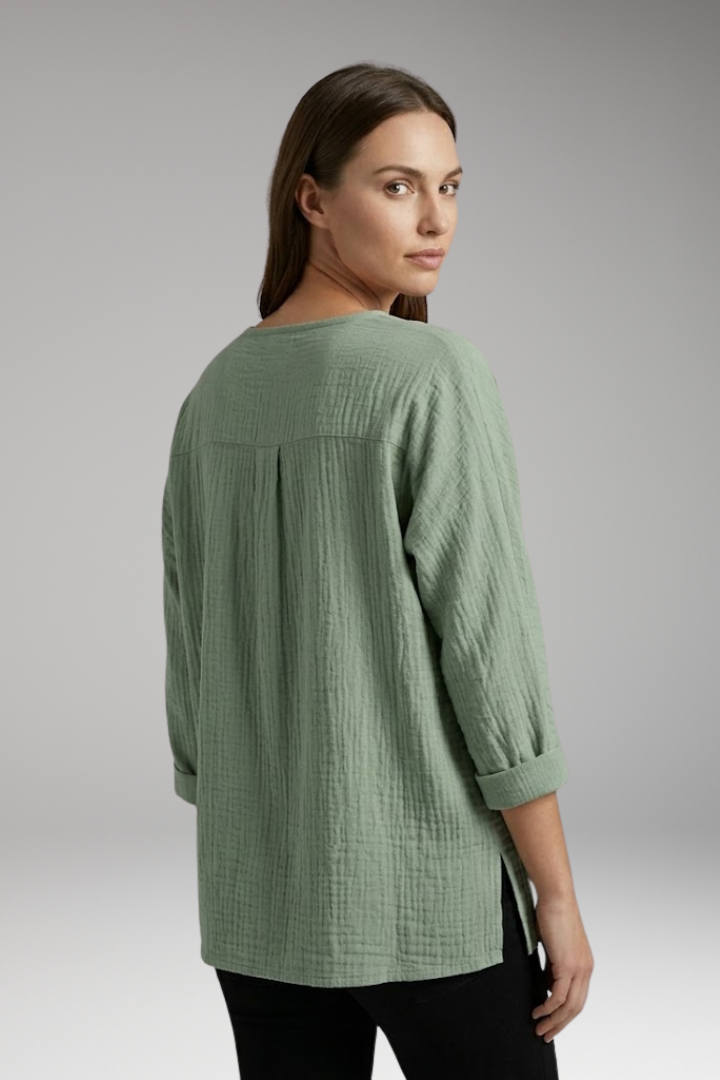 Women’s Blouse with V Neck and Button Closure