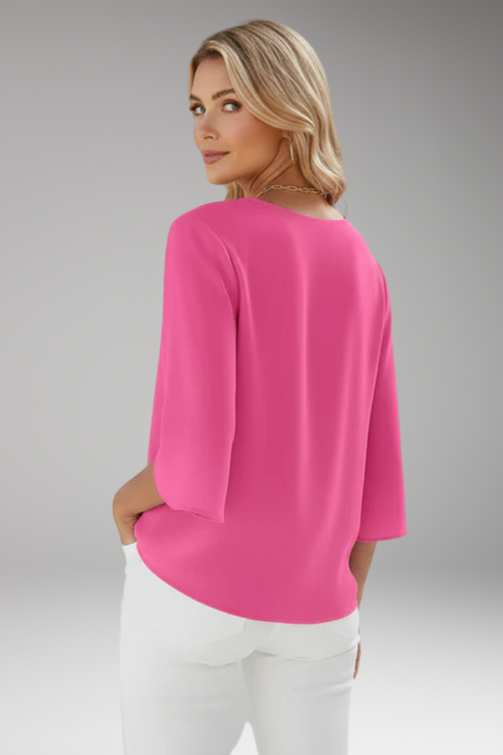 Women's Blouse with V Neck and Split Sleeves