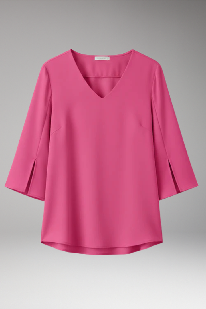 Women's Blouse with V Neck and Split Sleeves